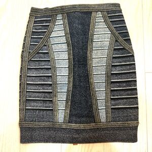 Herve Leger Denim Stretchy Bandage Mini Skirt XXS